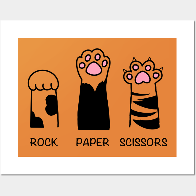 Rock Paper Scissors Black & White Cat Paws Rock Paper Scissor